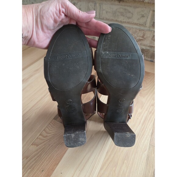 Pierre Dumas Brown Vegan Leather Strappy Heel Sandals Size 7.5 - Picture 6 of 10